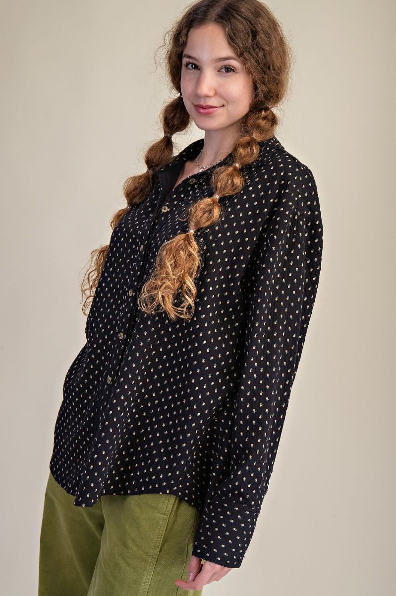 Floral Printed Washed Gauze Shirt — alternate view 3