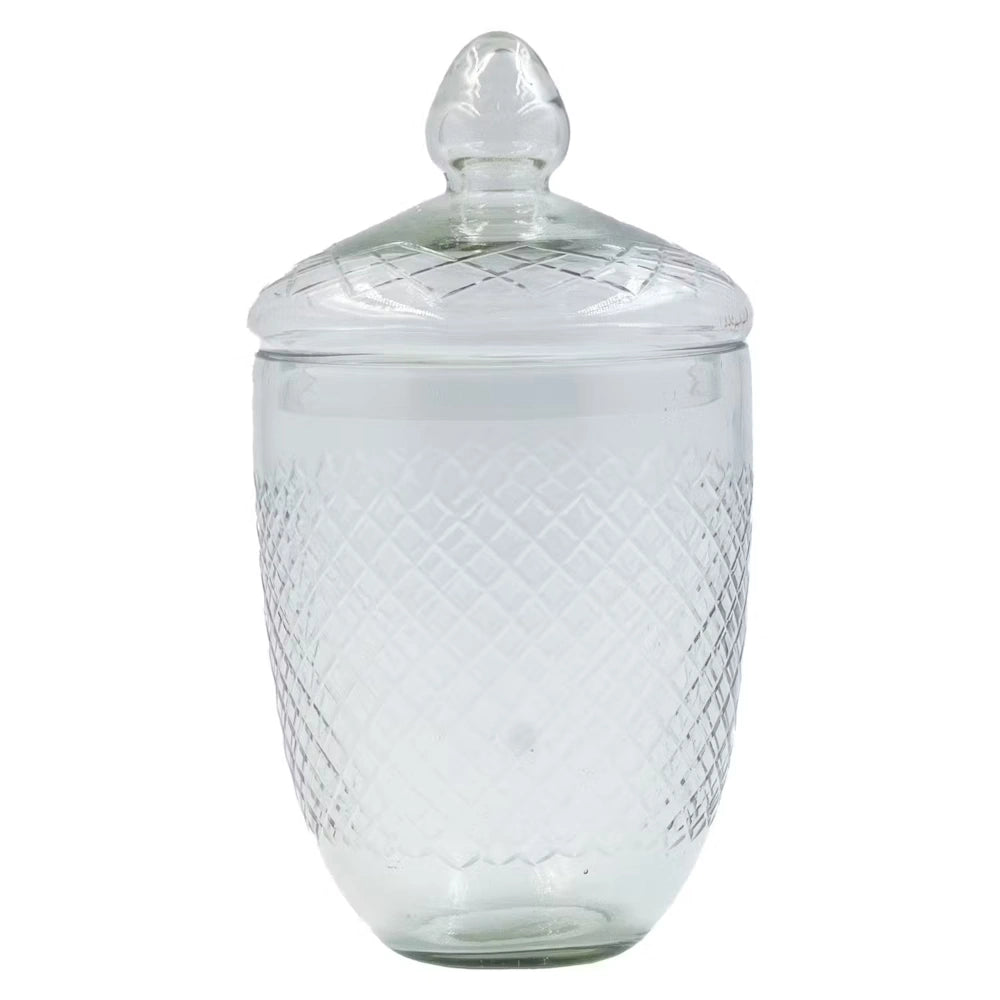 Etched Blown Glass Jar with Lid — alternate view 2