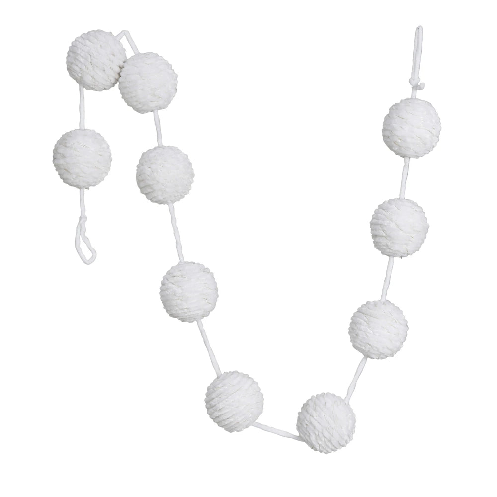 Fabric Rope Ball Garland with Gold Metallic Thread — alternate view 2