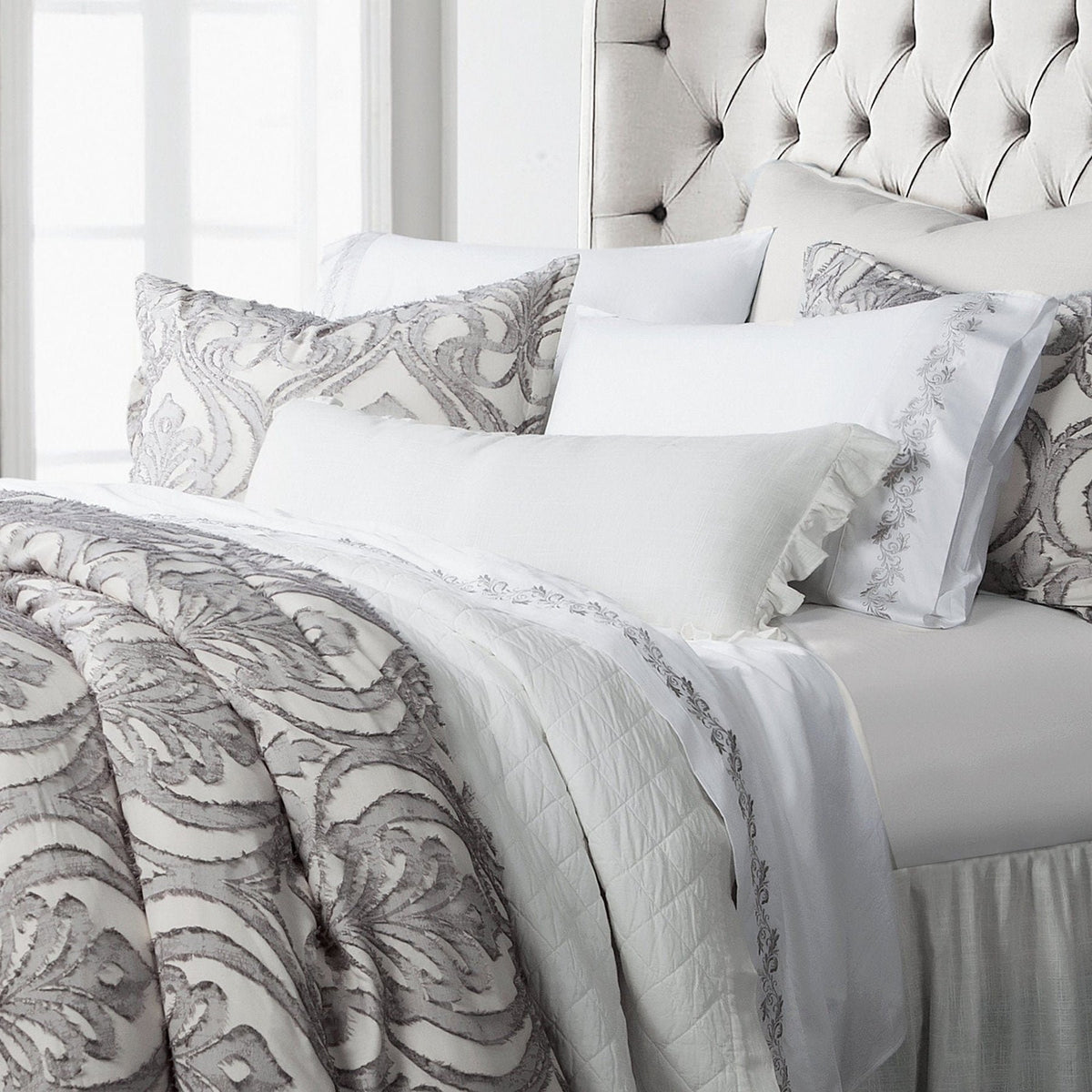 3pc Nicole Damask Duvet Set- Queen — alternate view 2