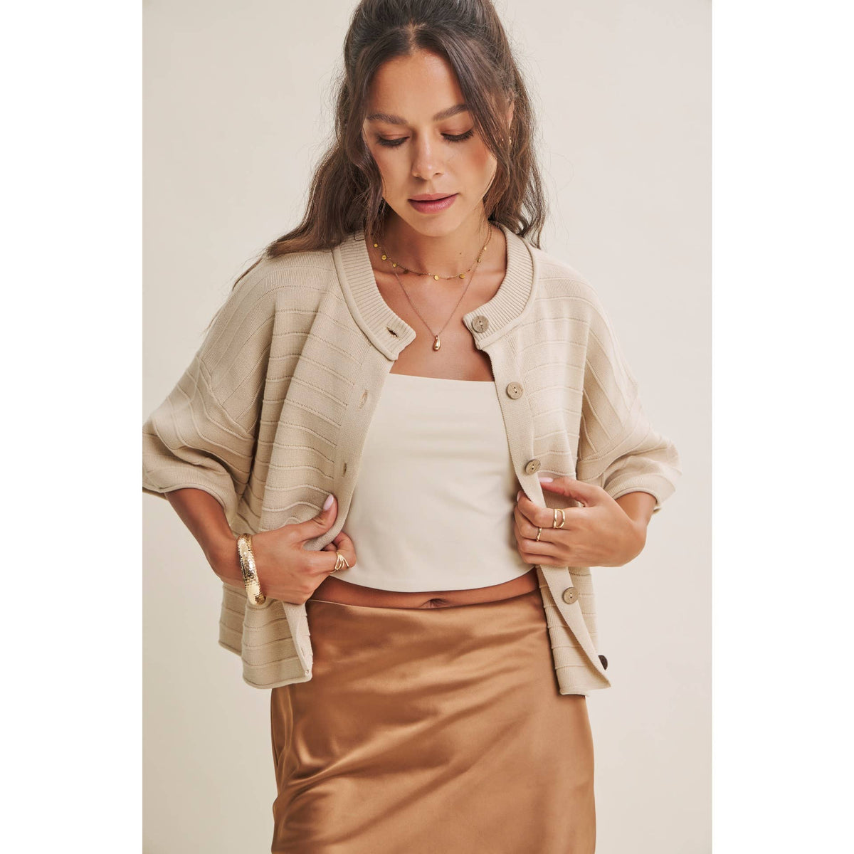 Sunlit Terrace Textured Stripe Cardigan — alternate view 6