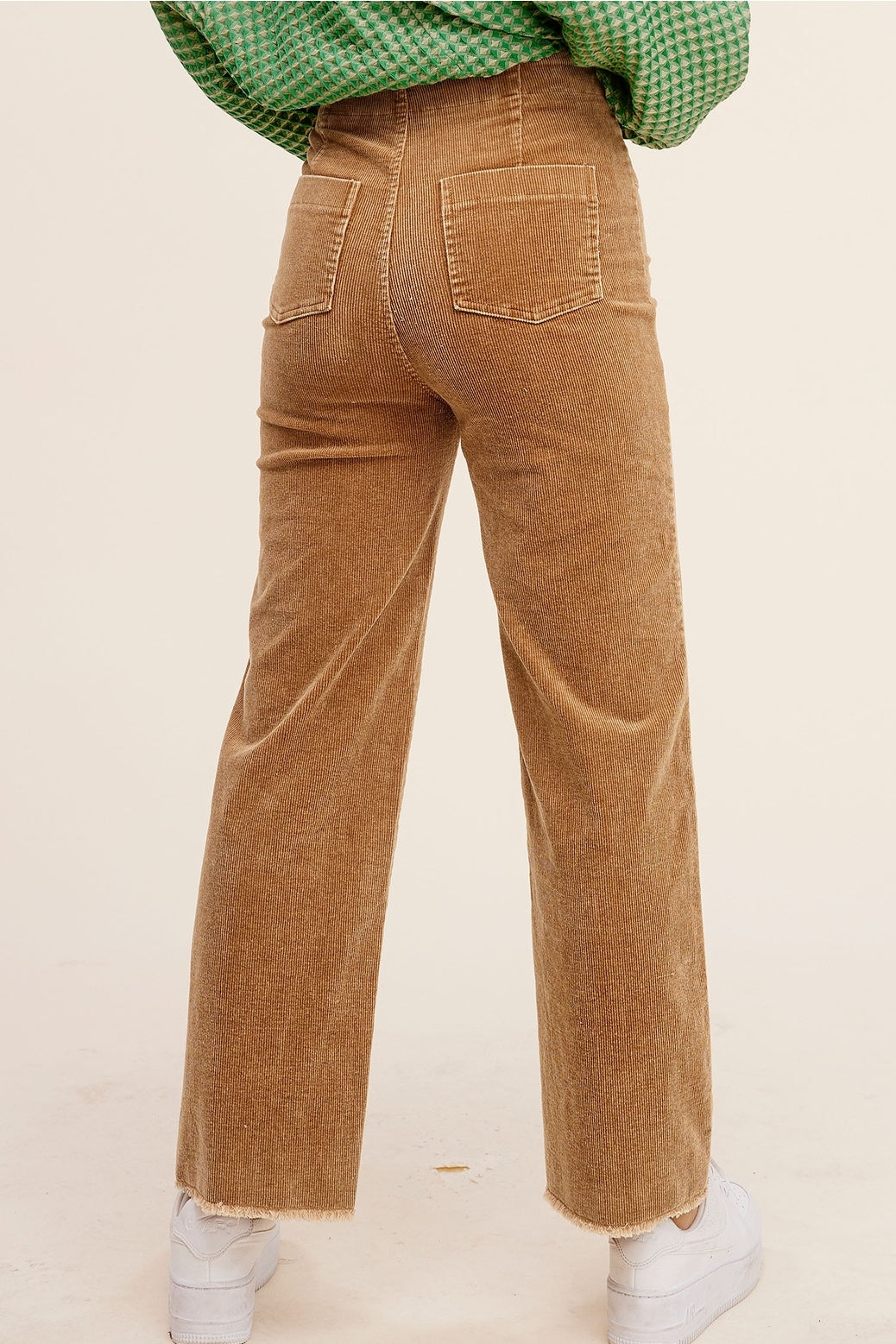 Mineral Washed High Waisted Wide Leg Corduroy Pants Camel — alternate view 2