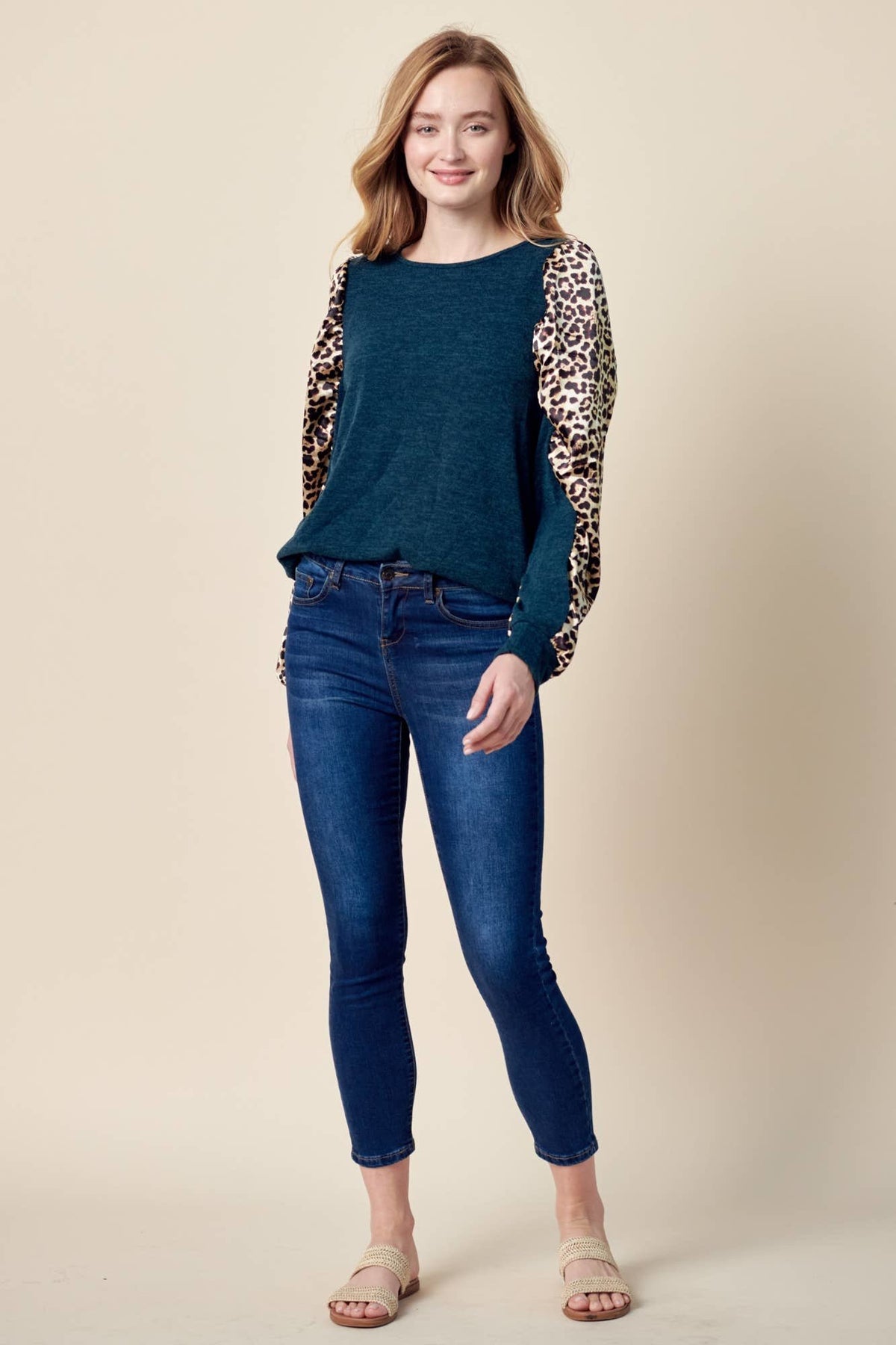 Teal Animal Print Top — alternate view 4