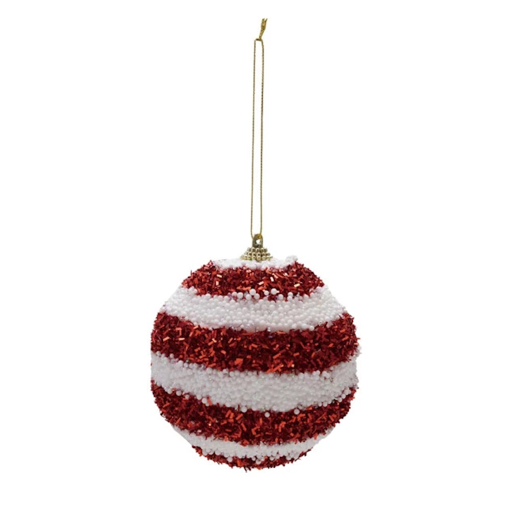 Foam Ball Striped Ornaments with Beads & Tinsel — alternate view 2