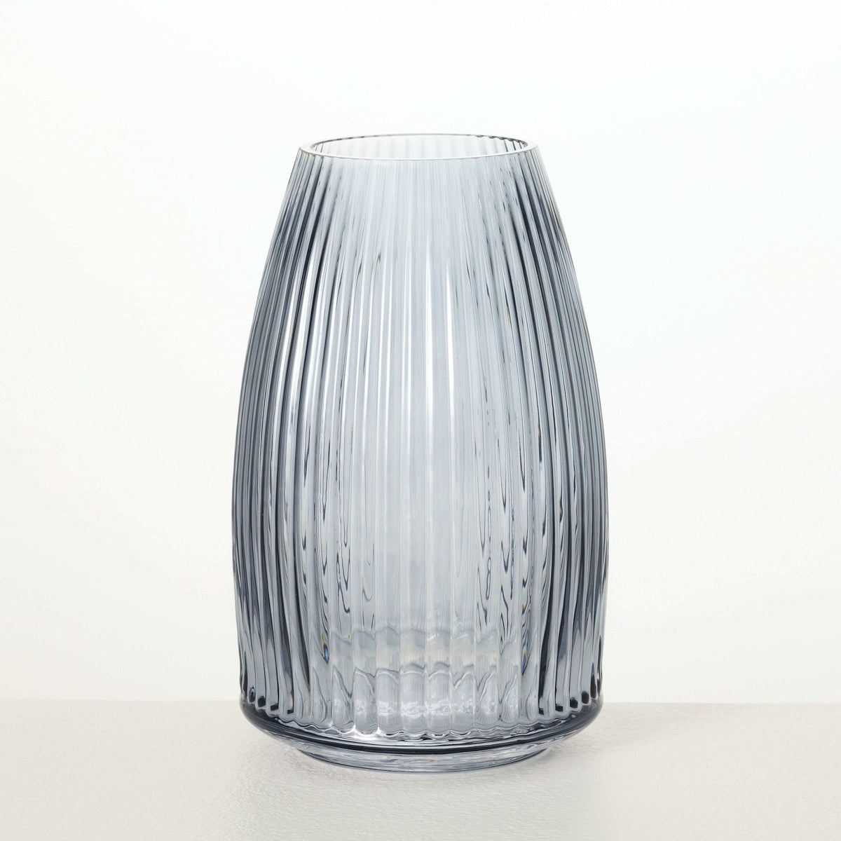 Ribbed Blue Gray Glass Vase — alternate view 2