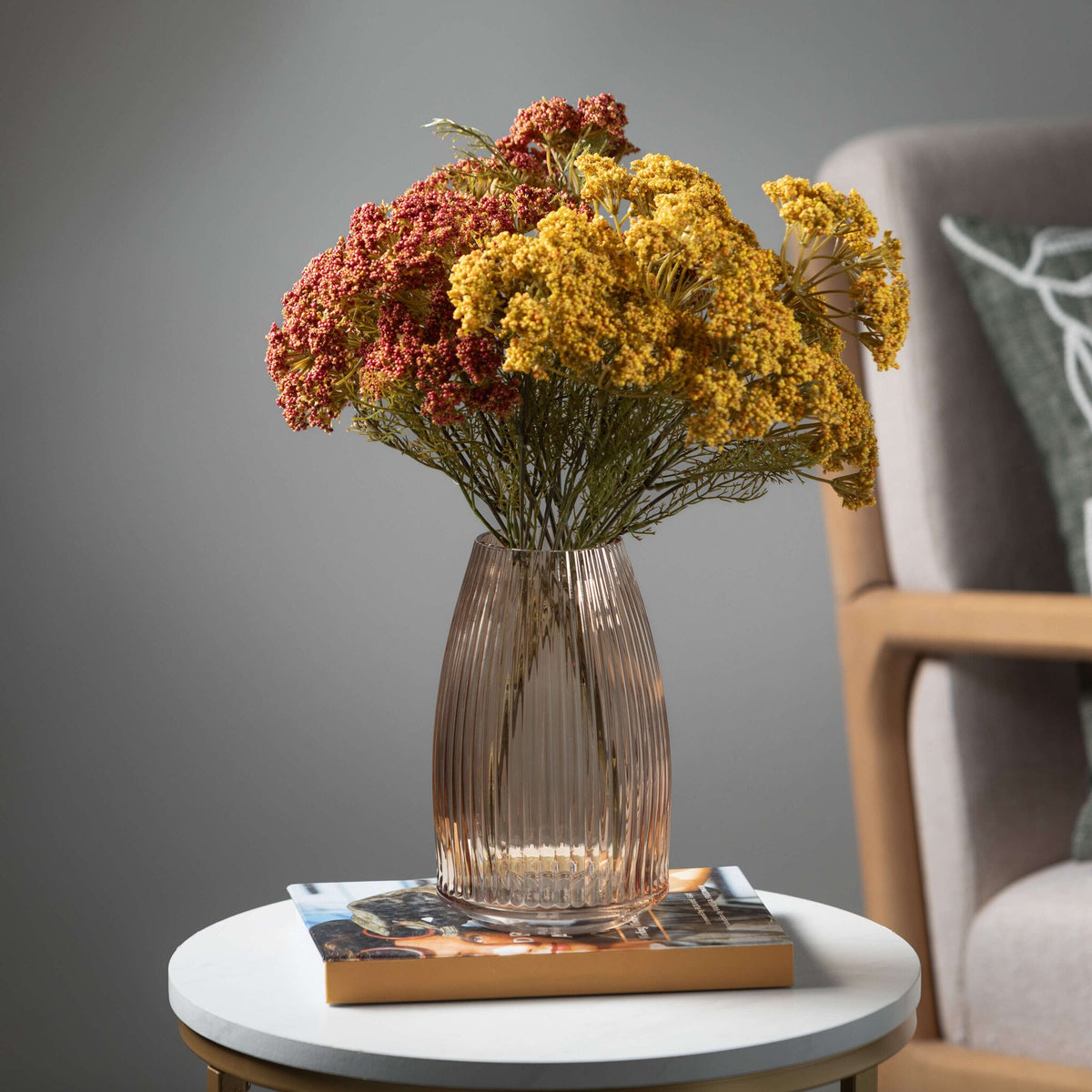 Ribbed Amber Glass Vase — alternate view 4