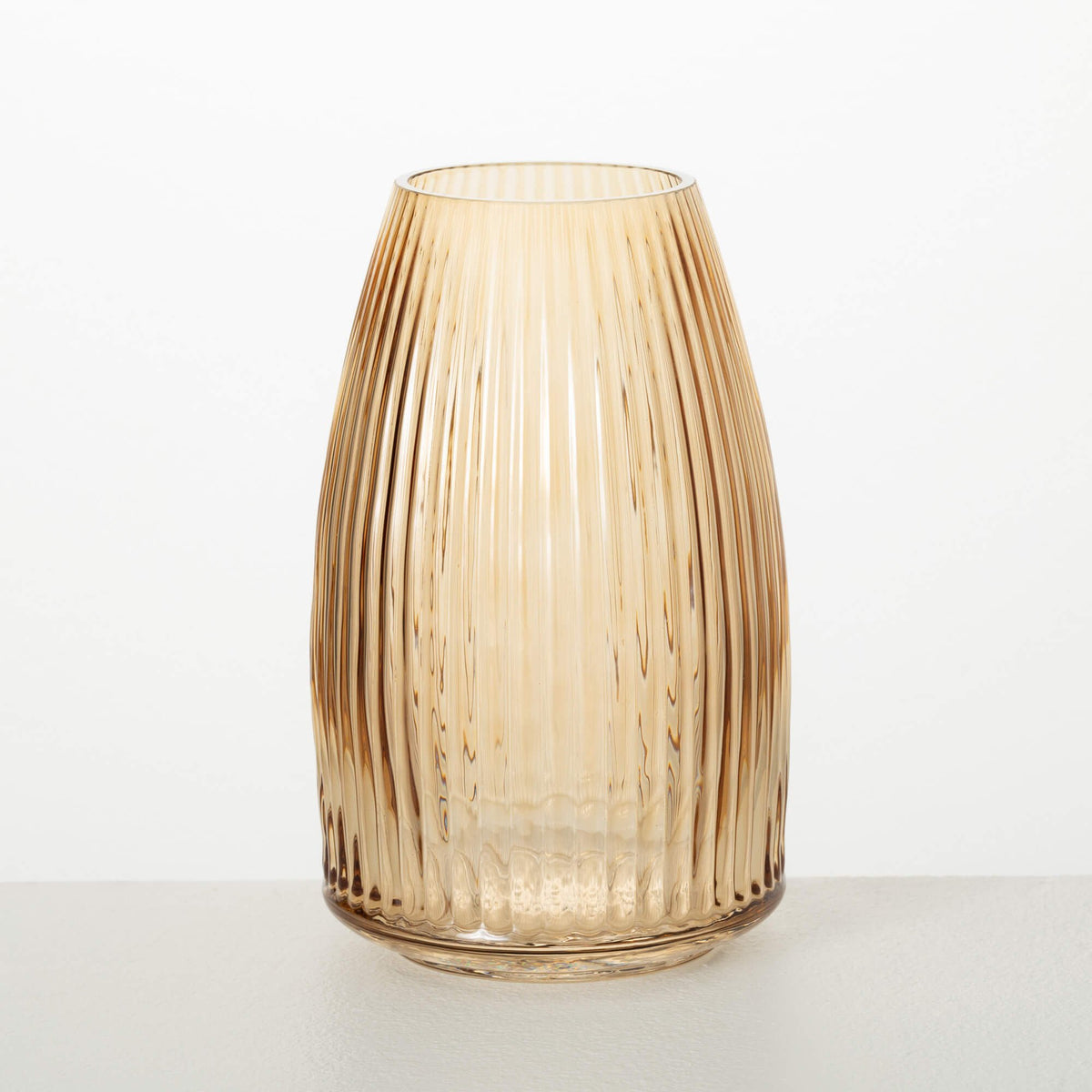 Ribbed Amber Glass Vase — alternate view 2