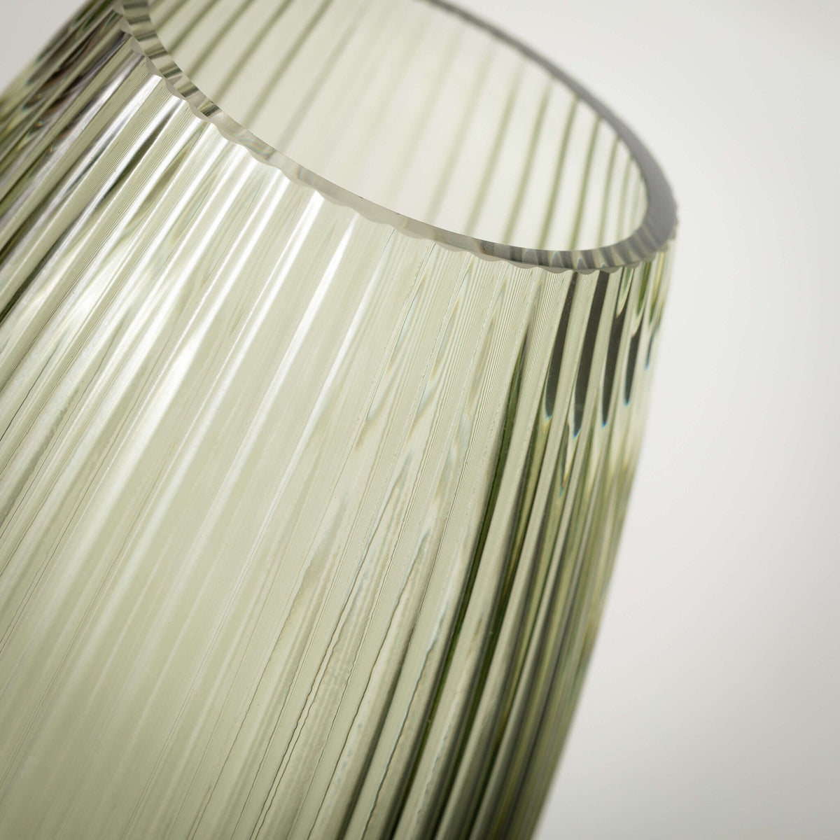 Ribbed Green Glass Vase — alternate view 3