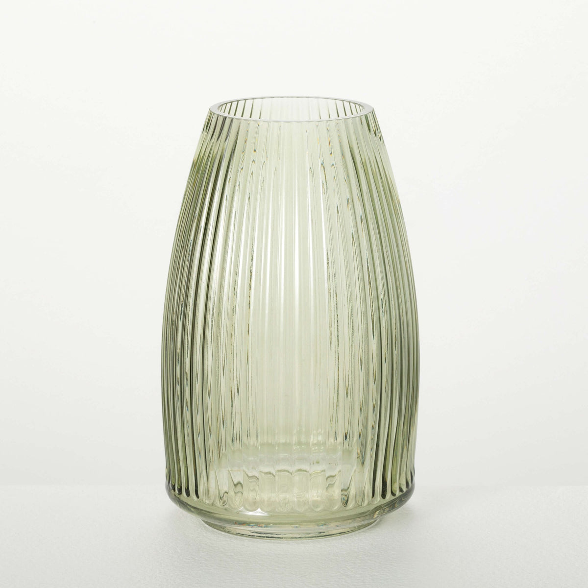 Ribbed Green Glass Vase — alternate view 2