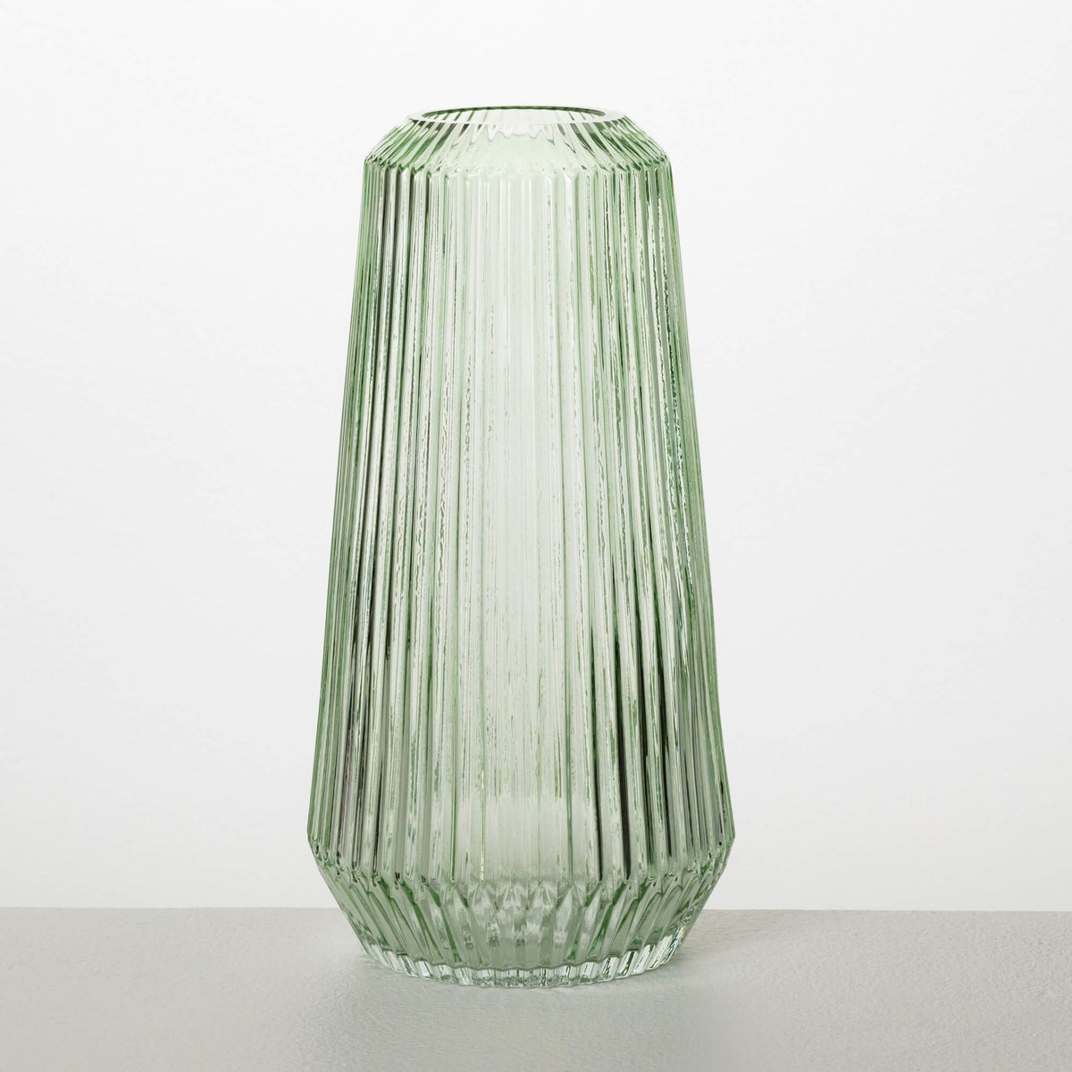 Green Tall Ribbed Vase — alternate view 2
