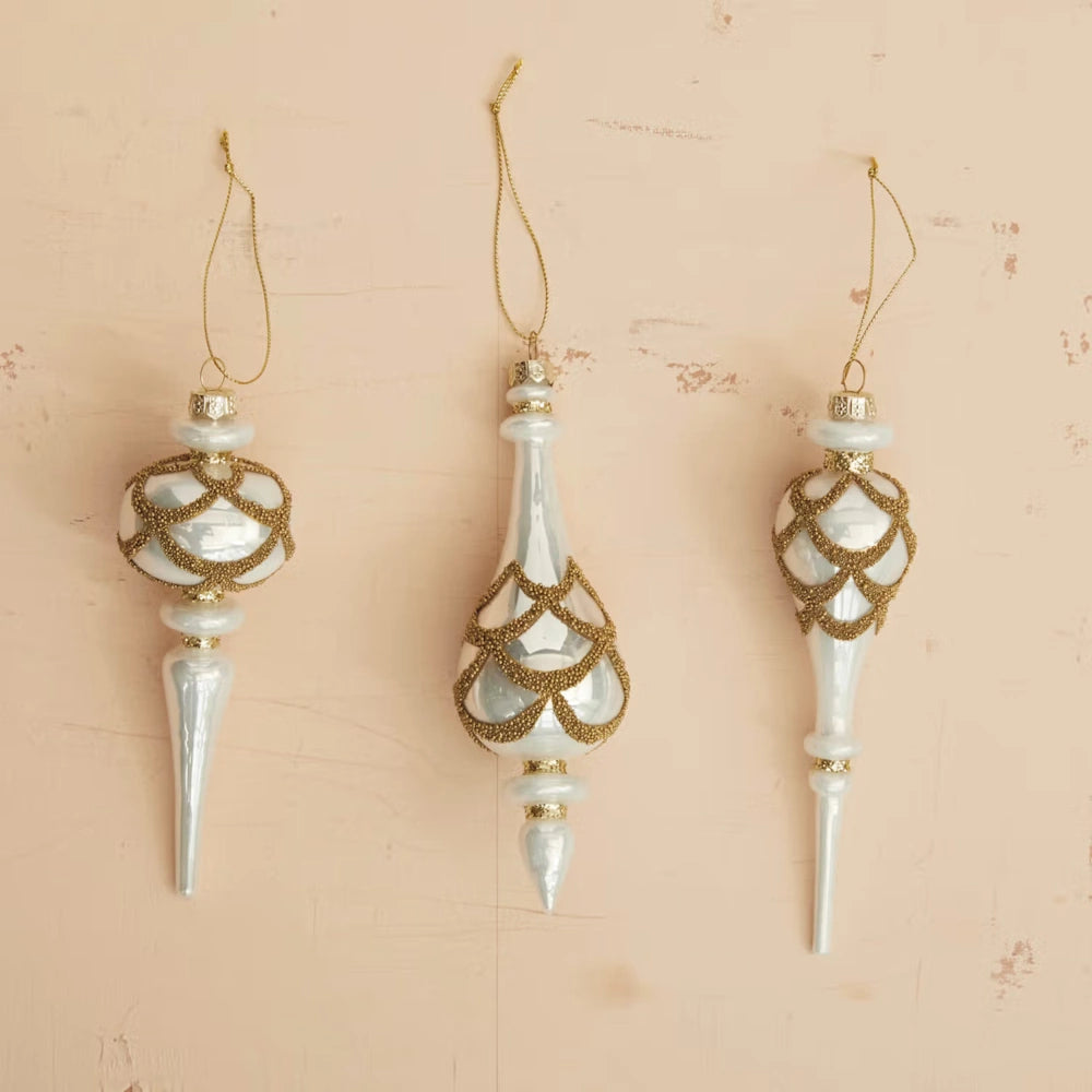 Glass Finial Ornament with Beads