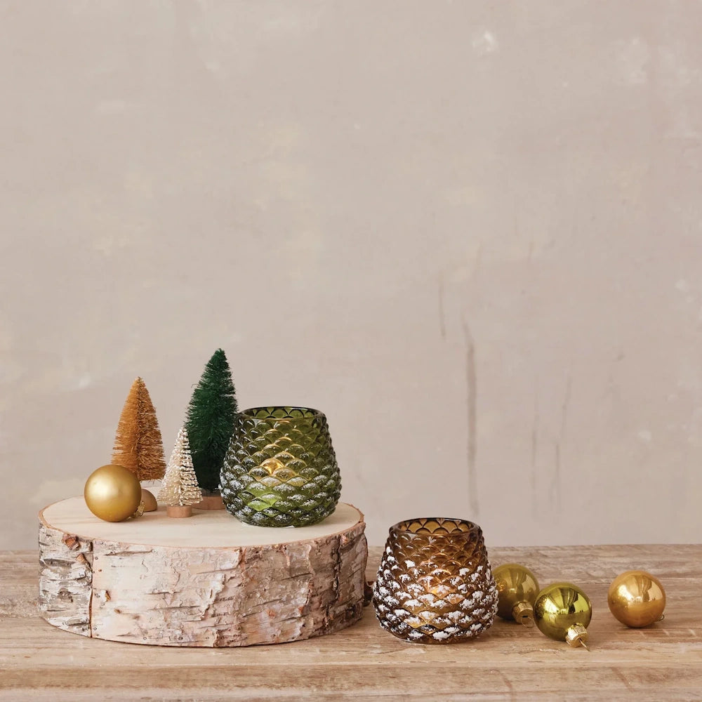 Glass Pinecone Tealight Votive Holders