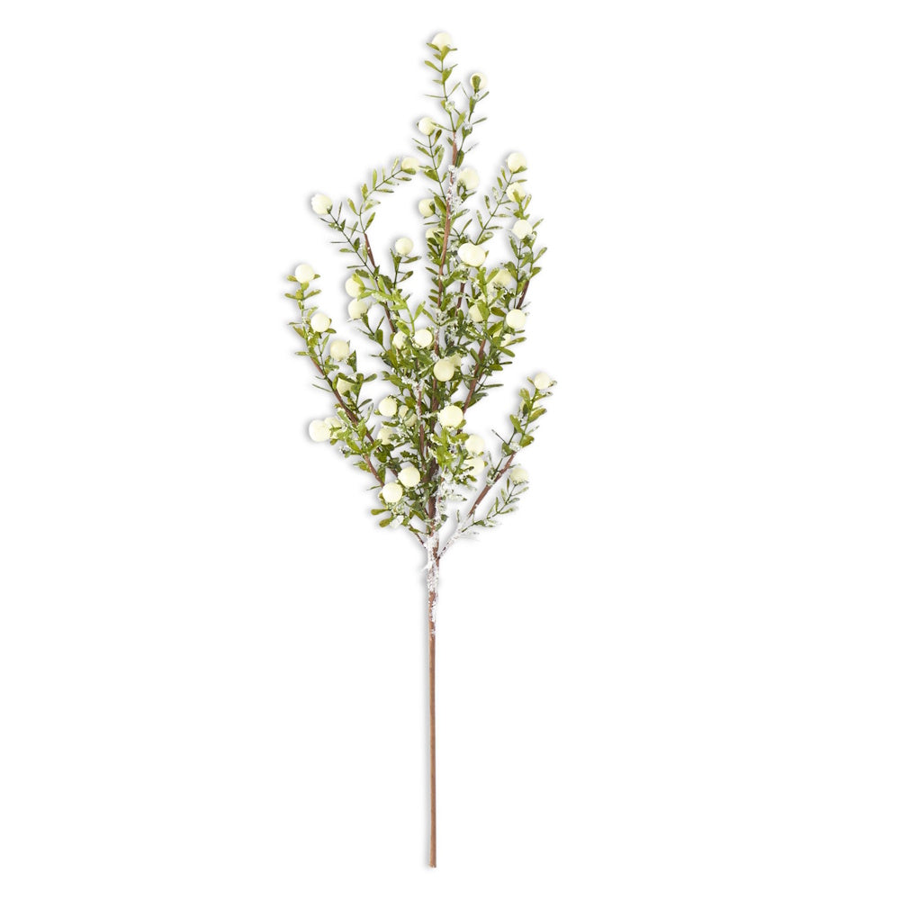 A glittered snowy white berry and leaf bush.