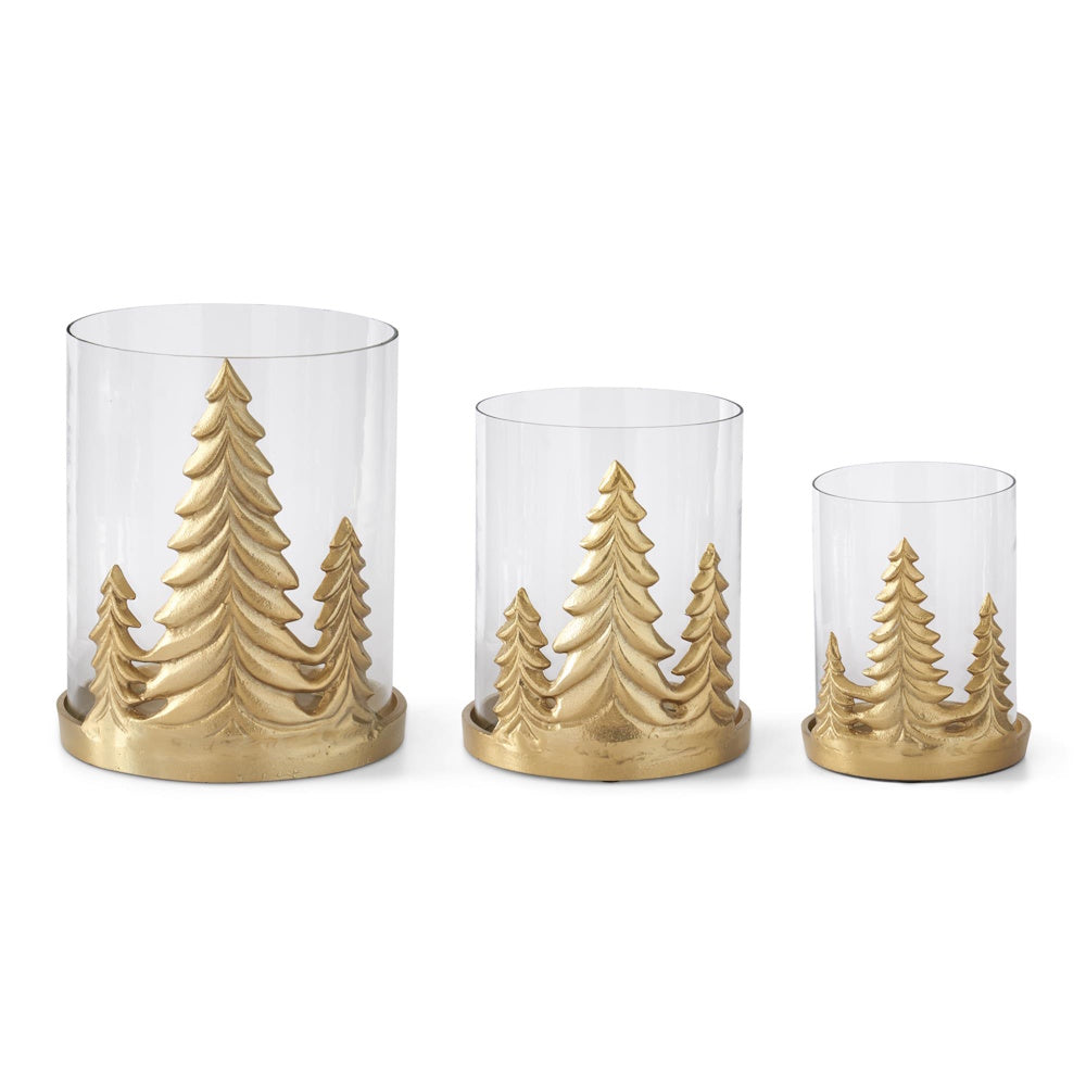 Medium Gold Metal Christmas Tree Hurricane — alternate view 2