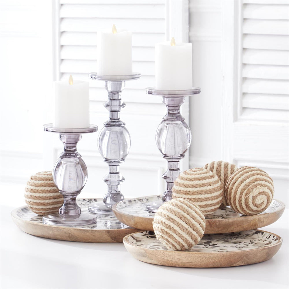 Gray Transparent Glass Taper/Pillar Candleholder