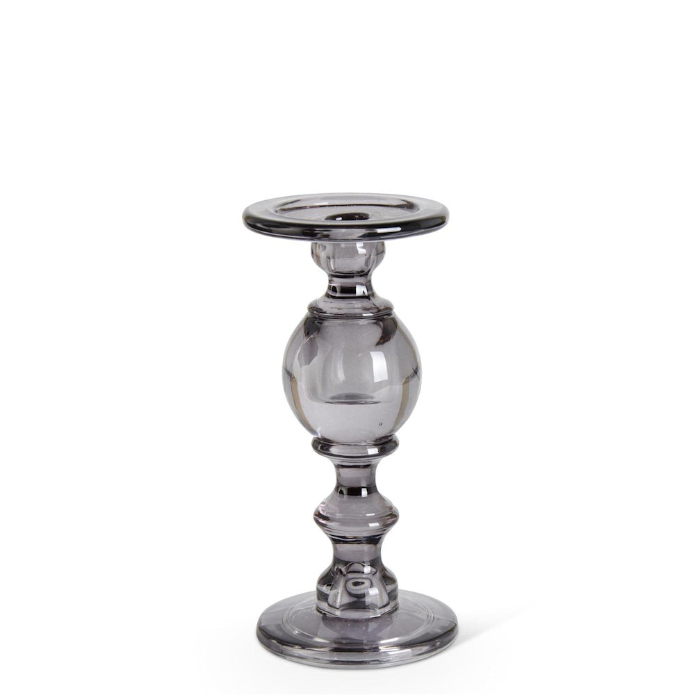 Gray Transparent Glass Taper/Pillar Candleholder — alternate view 4