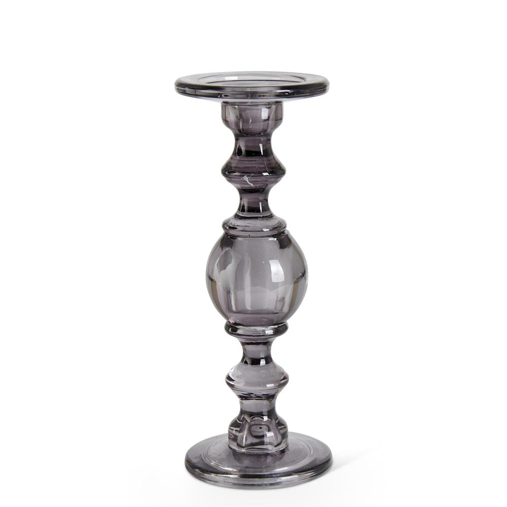 Gray Transparent Glass Taper/Pillar Candleholder — alternate view 5