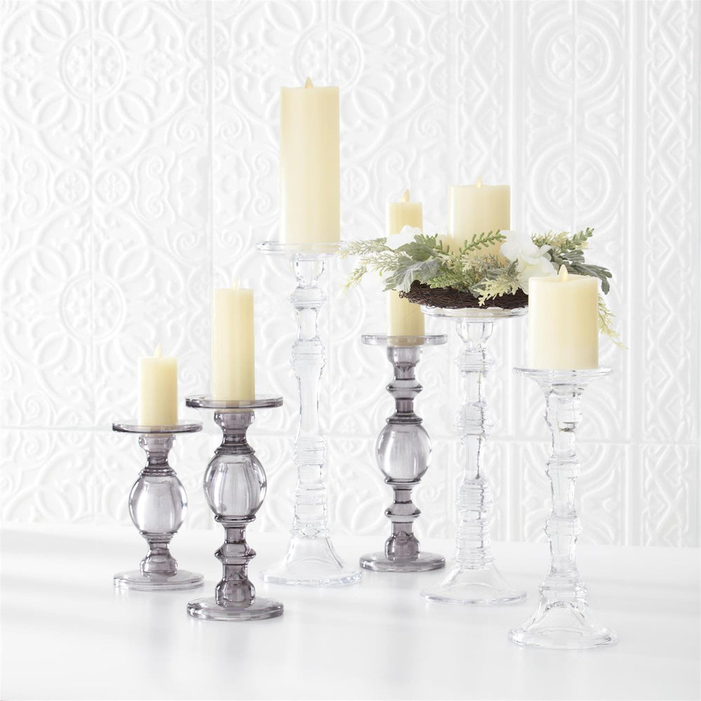 Gray Transparent Glass Taper/Pillar Candleholder — alternate view 6