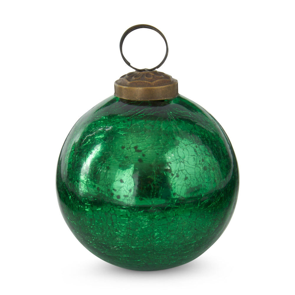 Green Crackled Glass Ornament