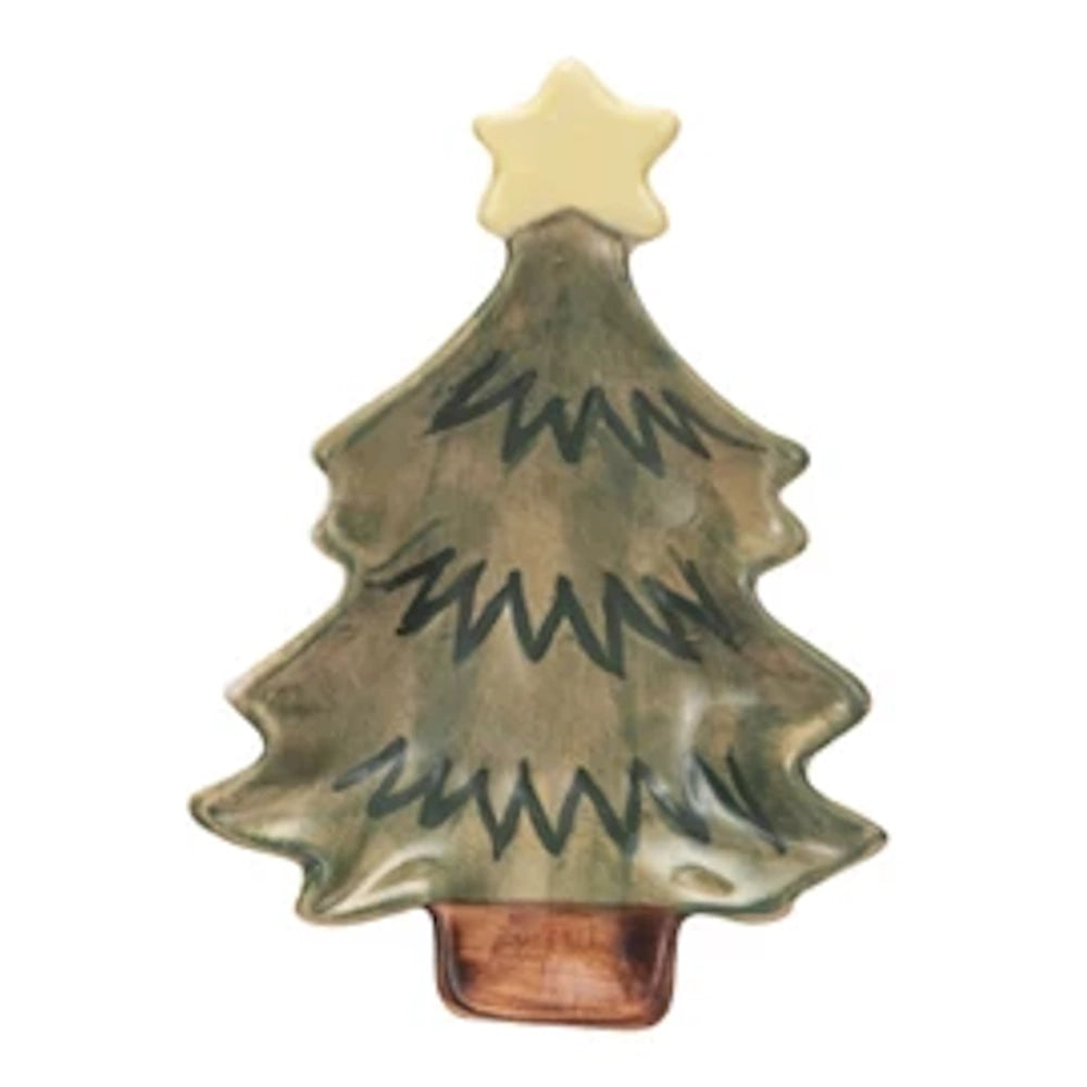 Hand-Painted Stoneware Christmas Tree Dish with Star — alternate view 6