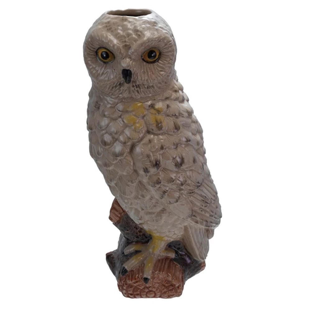 Hand-Painted Stoneware Owl Shaped Vase — alternate view 2