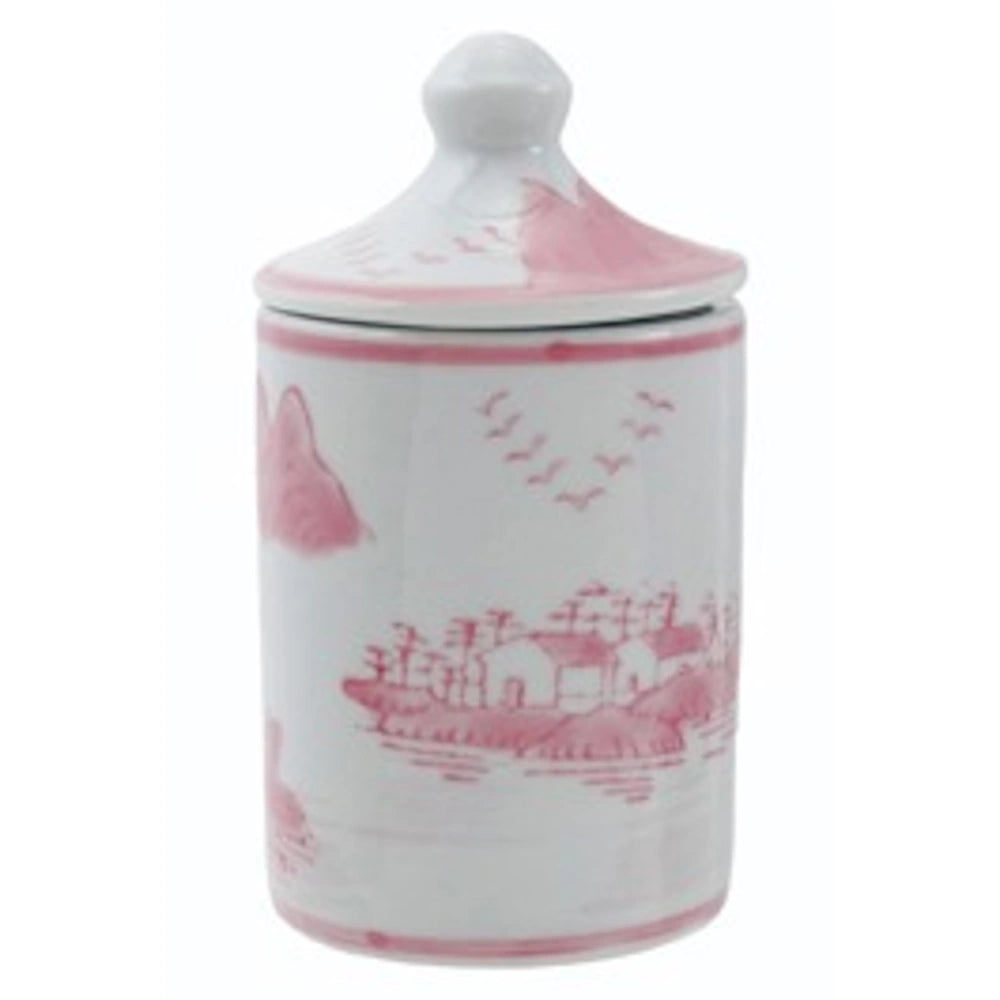 Hand-Stamped Stoneware Spice Jar with Pattern - White/Pink — alternate view 4
