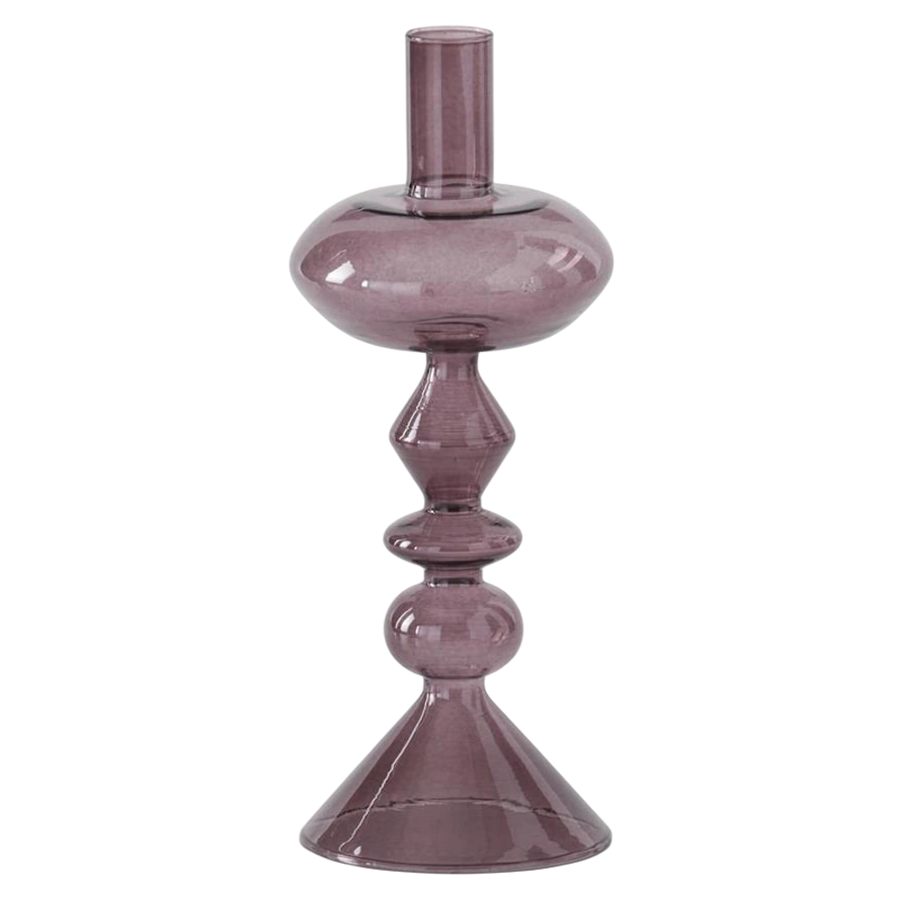 Handcrafted Purple Glass Modern Taper Candleholders — alternate view 3