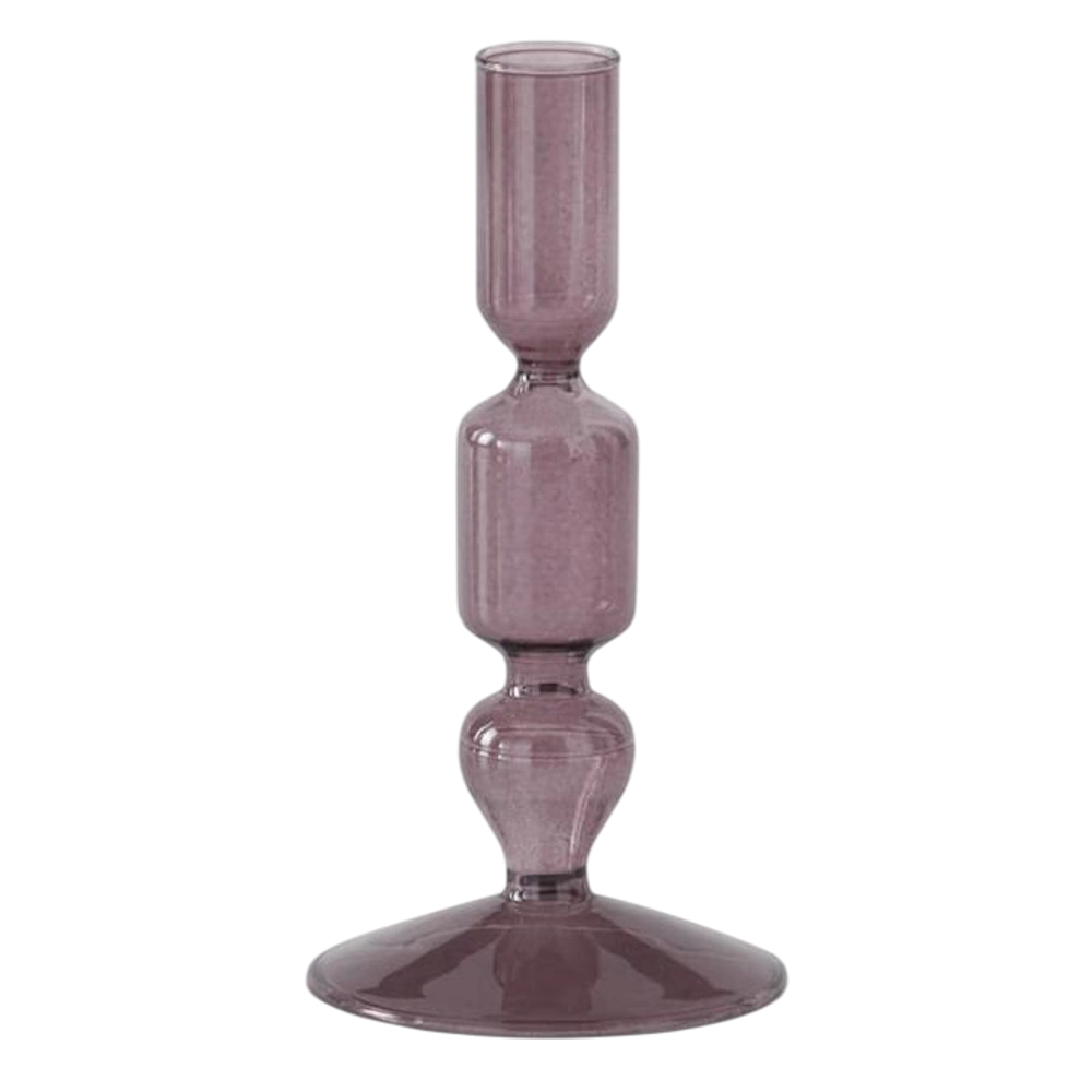 Handcrafted Purple Glass Modern Taper Candleholders — alternate view 2