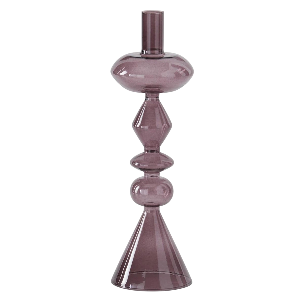 Handcrafted Purple Glass Modern Taper Candleholders — alternate view 5