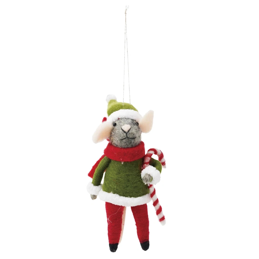 Handmade Wool Felt Mouse Ornament — alternate view 3