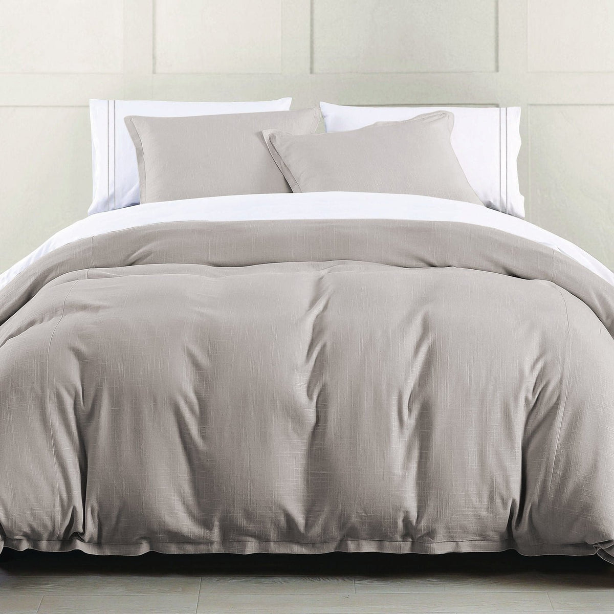 Hera Linen Duvet, Taupe- King — alternate view 3