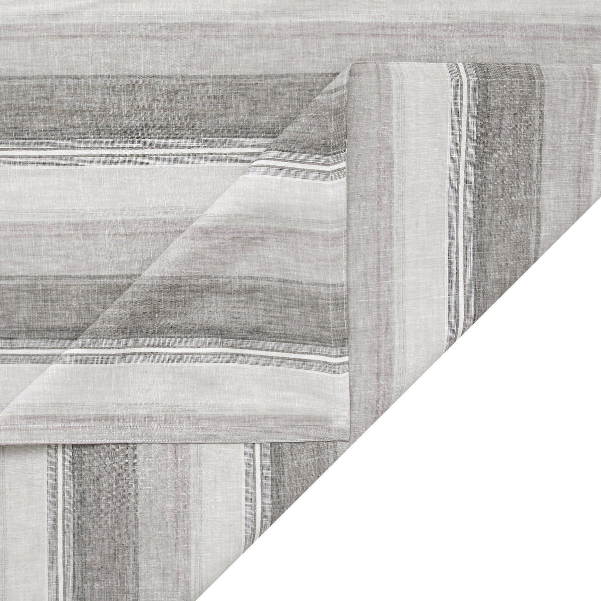 100% French Flax Linen Variegated Stripe Duvet Cover Set-Super Queen — alternate view 4
