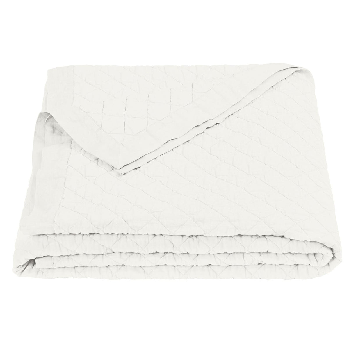 Linen Diamond 3 PC Quilt Set- White Full/Queen — alternate view 2