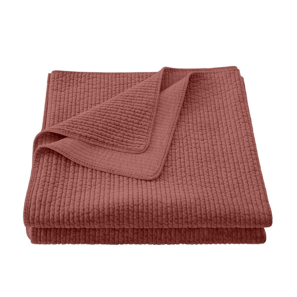 Stonewashed Cotton Velvet Quilt, Salmon- Full/Queen — alternate view 4