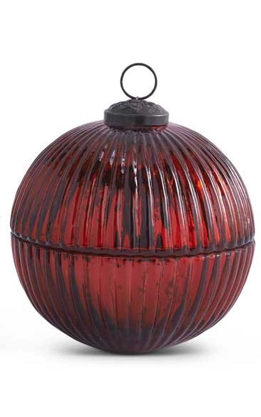 5 Inch Filled Red Mercury Glass Lidded Ornament Candle — alternate view 2
