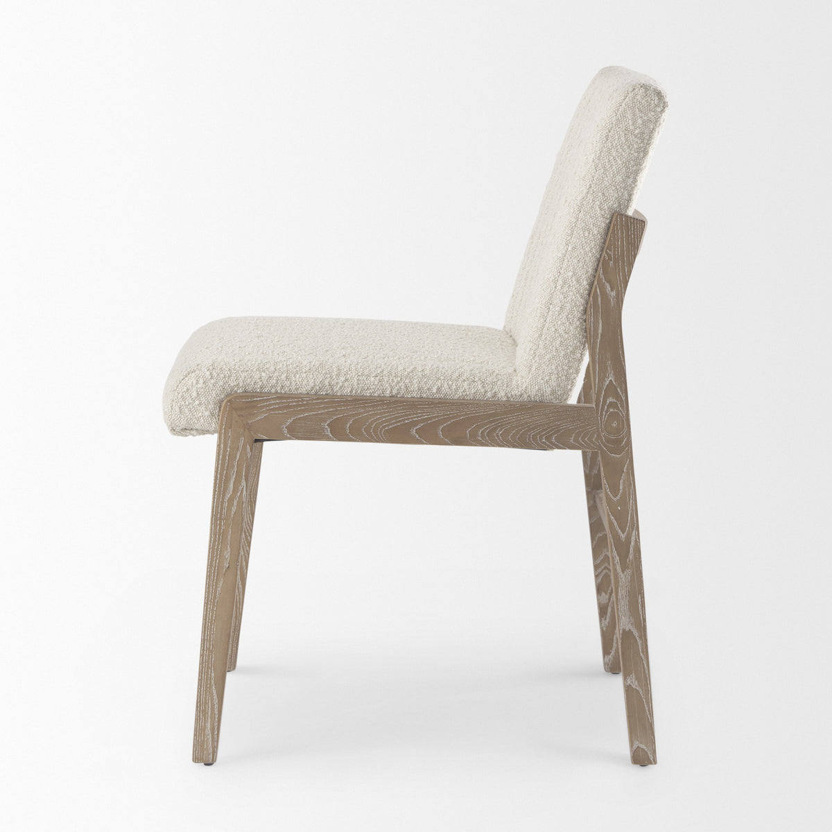 Tahoe Cream Boucle Upholstered and Light Brown Wood Armless Dining Chair — alternate view 3