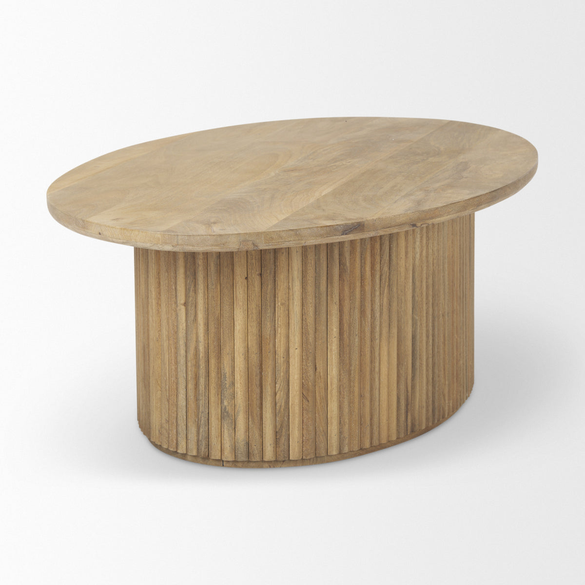 Terra Light Brown Wood Oval Fluted Coffee Table — alternate view 4