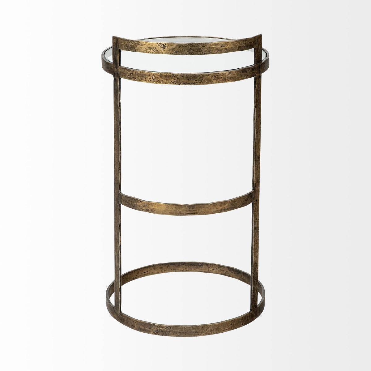 Reimer Gold Round Glass Top With Metal Frame Accent Table — alternate view 4