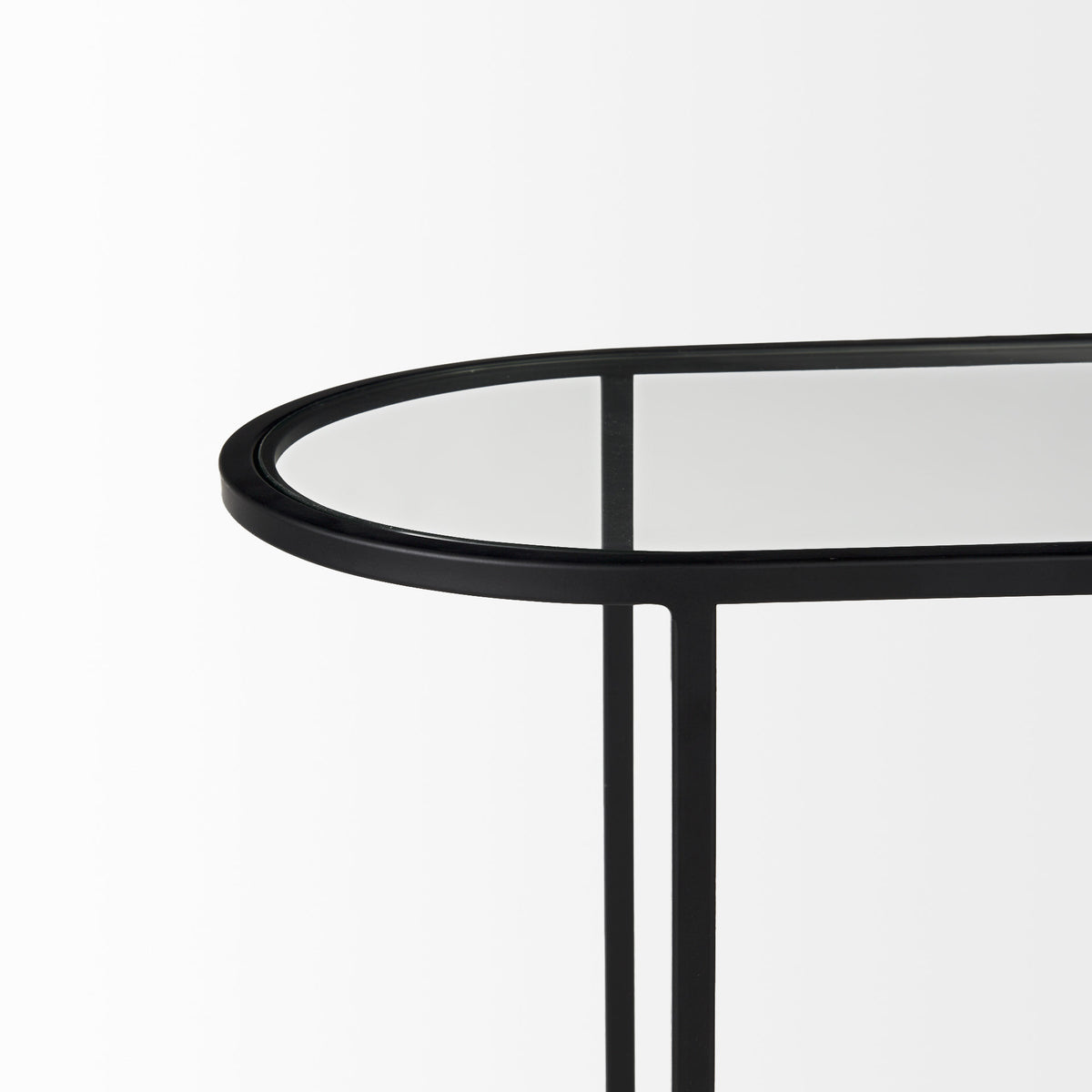 Celine  Set of Two Black/Silver Metal and Glass Nesting Accent Tables — alternate view 5