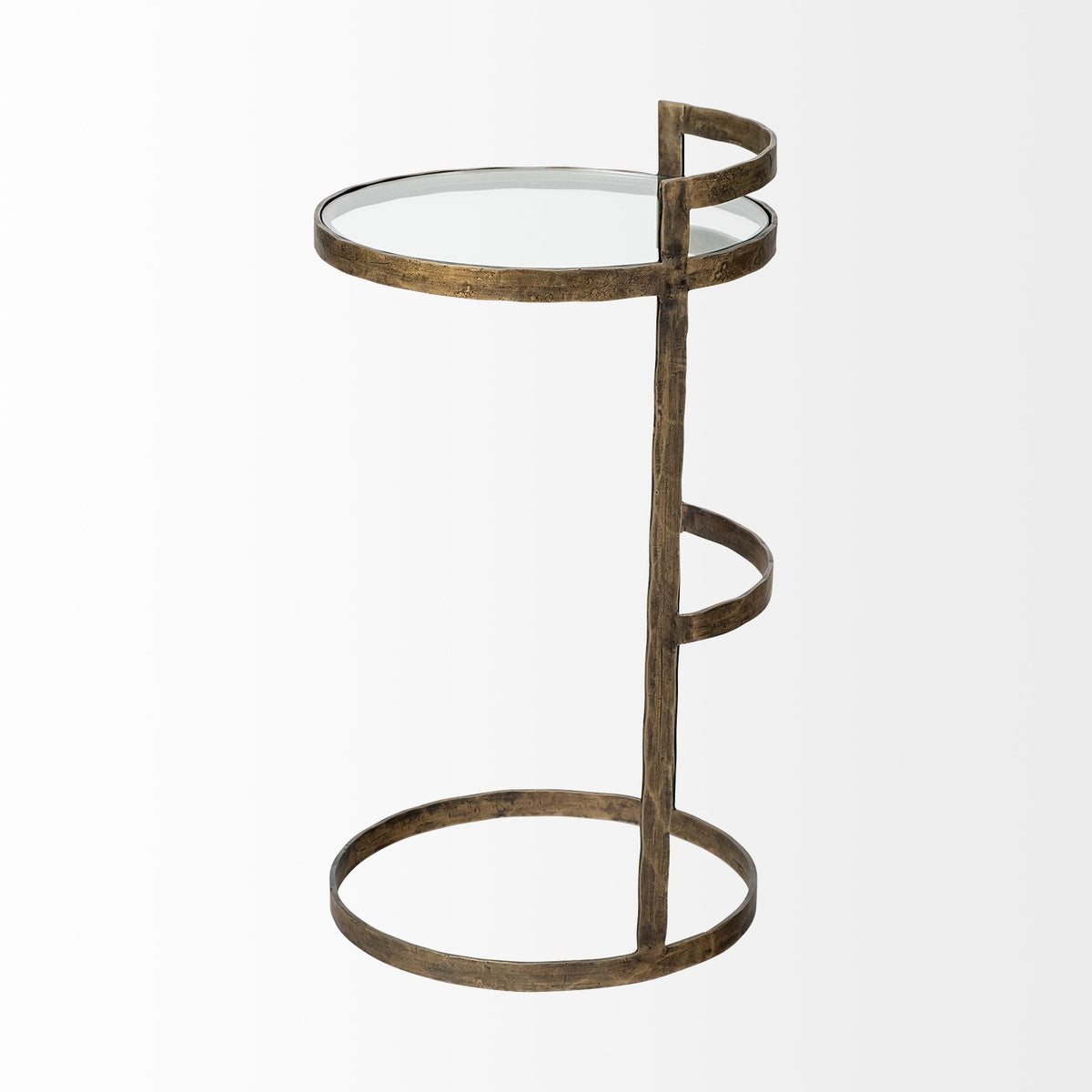 Reimer Gold Round Glass Top With Metal Frame Accent Table — alternate view 3