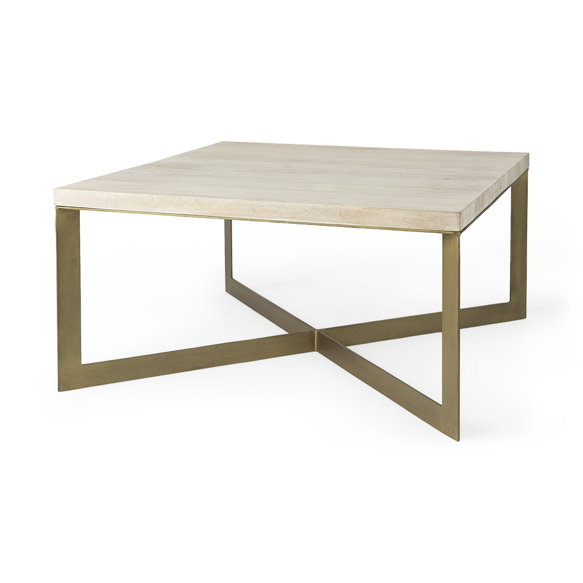 Faye Barely Gray Finished Wood W/Gold Metal Base Square Coffee Table — alternate view 2