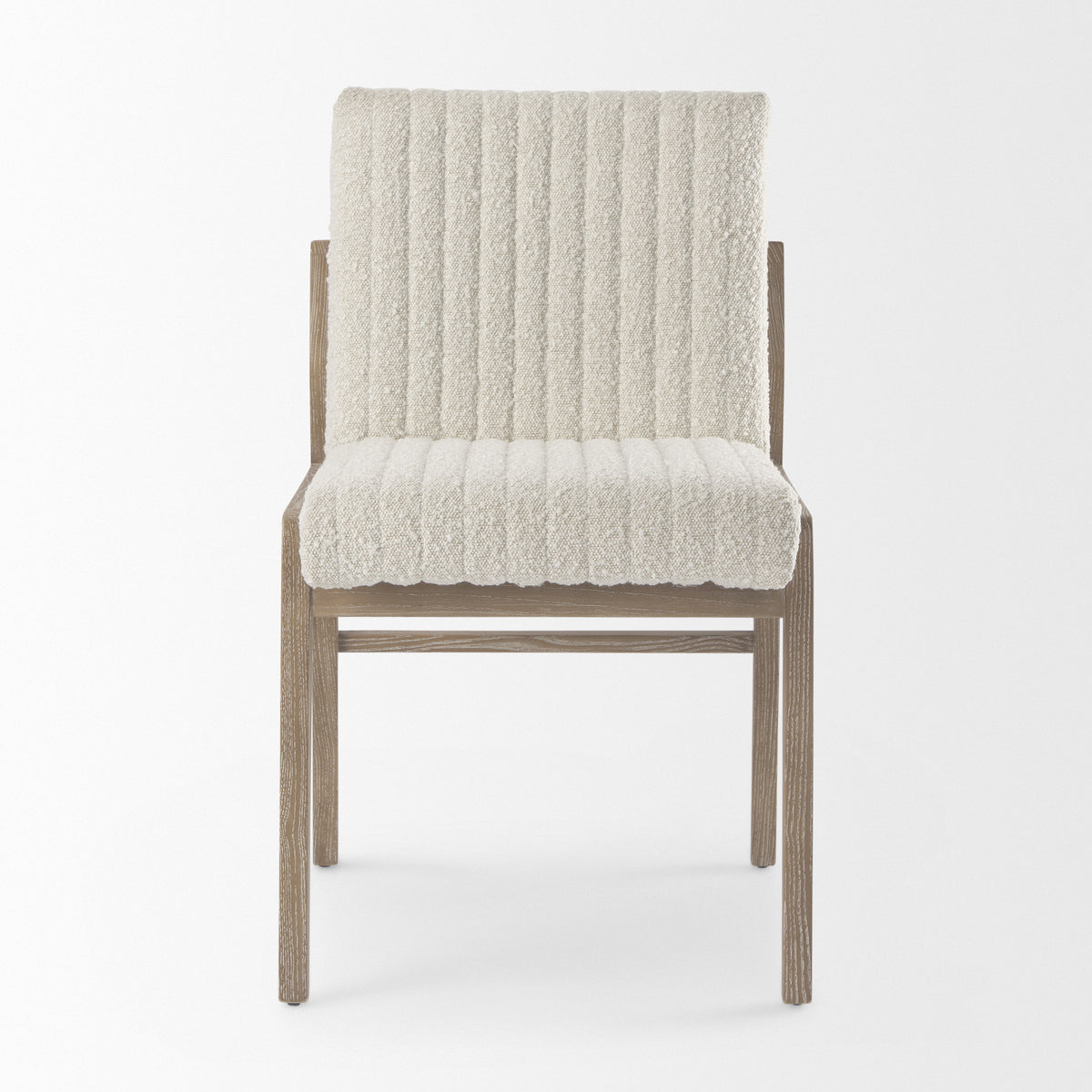 Tahoe Cream Boucle Upholstered and Light Brown Wood Armless Dining Chair — alternate view 2