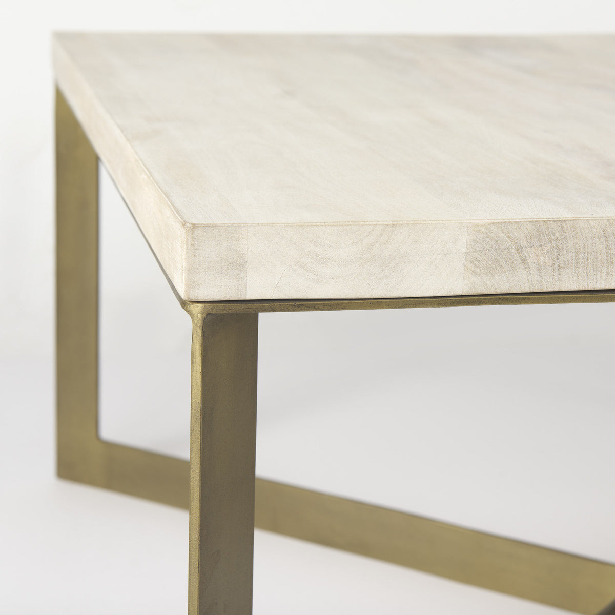 Faye Barely Gray Finished Wood W/Gold Metal Base Square Coffee Table — alternate view 6