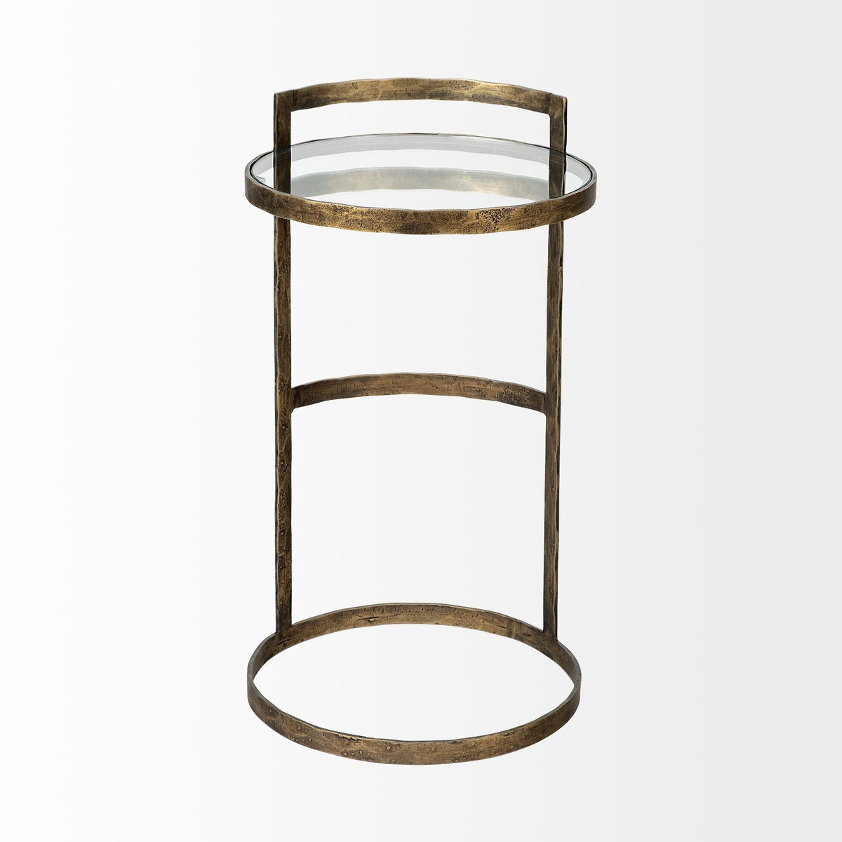 Reimer Gold Round Glass Top With Metal Frame Accent Table — alternate view 2
