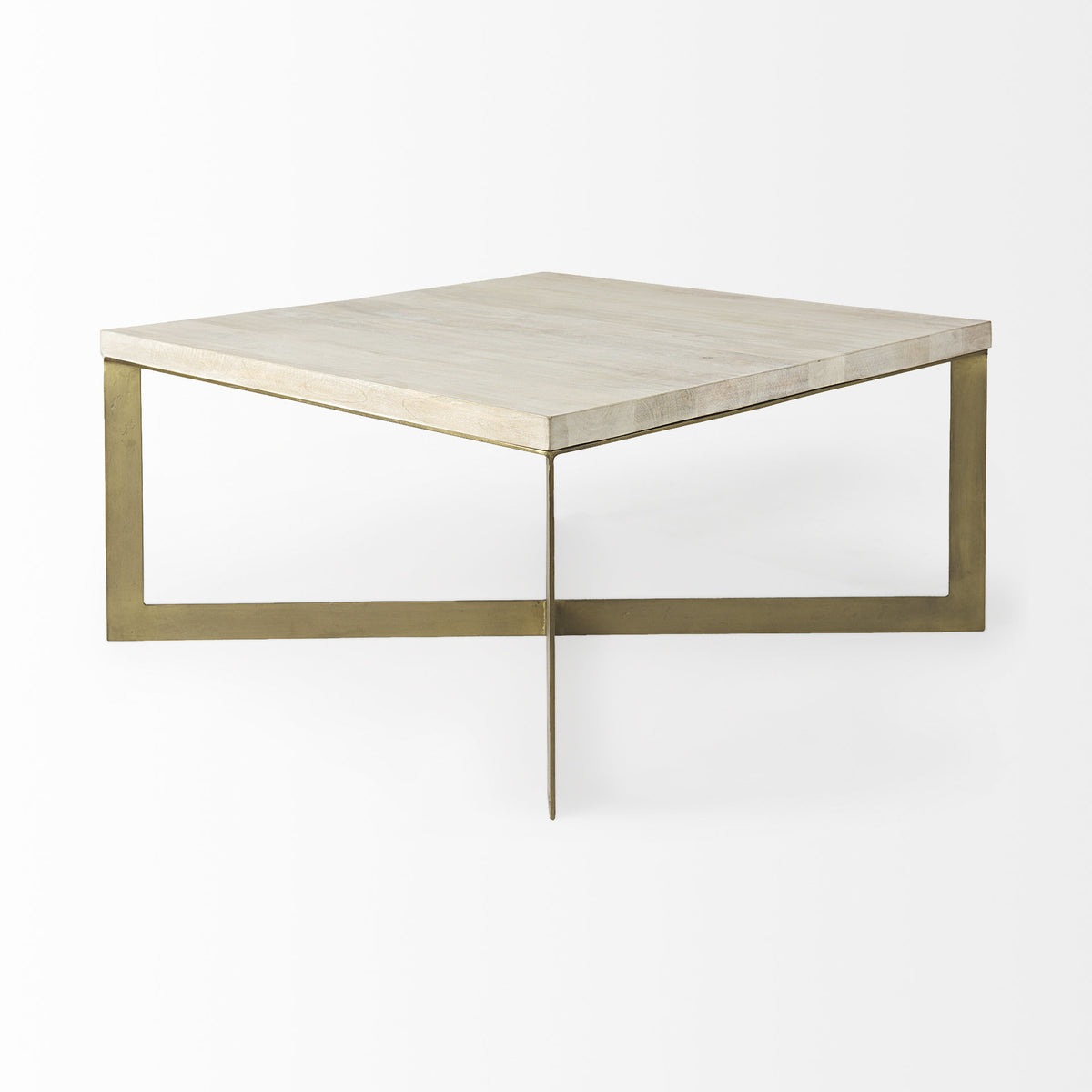 Faye Barely Gray Finished Wood W/Gold Metal Base Square Coffee Table — alternate view 5