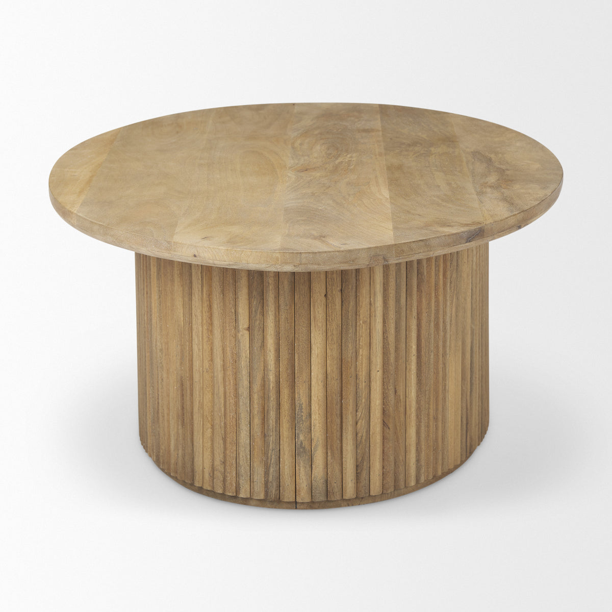 Terra Light Brown Wood Oval Fluted Coffee Table — alternate view 3