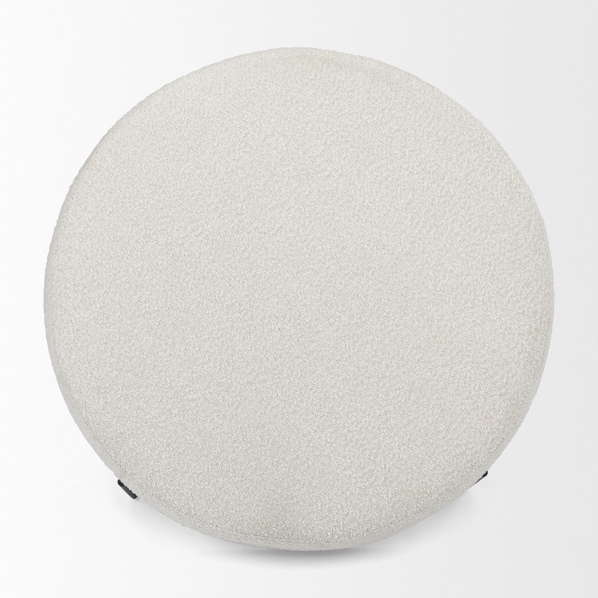 Amelia Cream Boucle W/Black Metal Upholstered Ottoman — alternate view 2