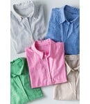 Timeless Pinstripe Button Down Casual Office Shirt Pink Medium — alternate view 2