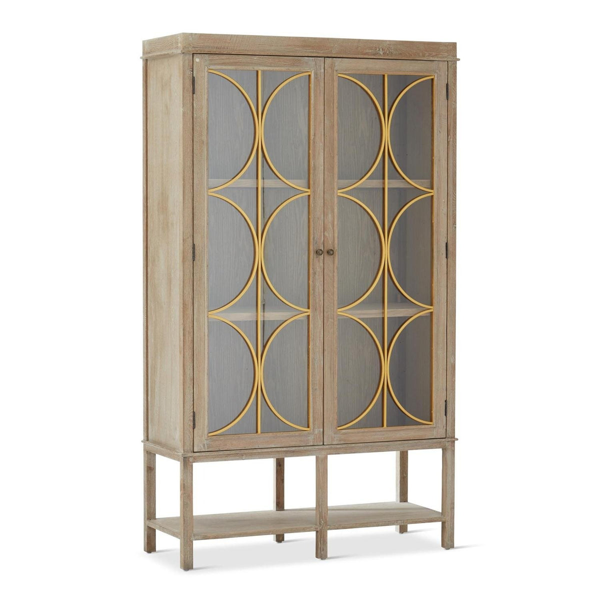 Natural With Gold Wood & Glass Showcase Cabinet — alternate view 2