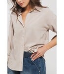 Timeless Pinstripe Button Down Casual Office Shirt Pink Medium — alternate view 3